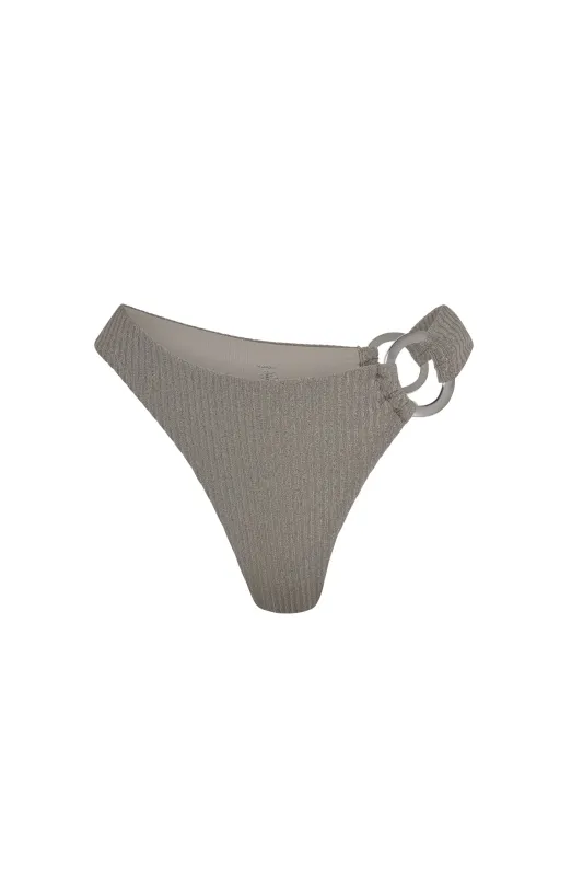 Bronte Bottom - Steel Lurex Rib made by Monday Swimwear