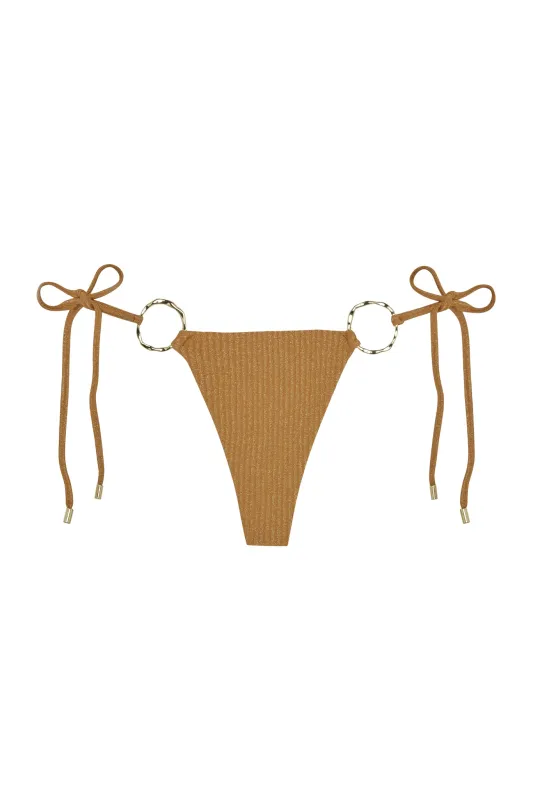 Cannes Bottom - Antique Gold Lurex Rib made by Monday Swimwear