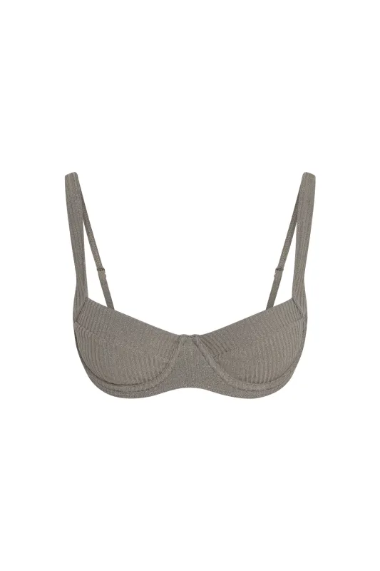 Sorrento Top - Steel Lurex Rib made by Monday Swimwear