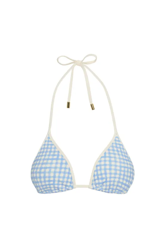 Palma Top Colorblock - Sky Gingham made by Monday Swimwear