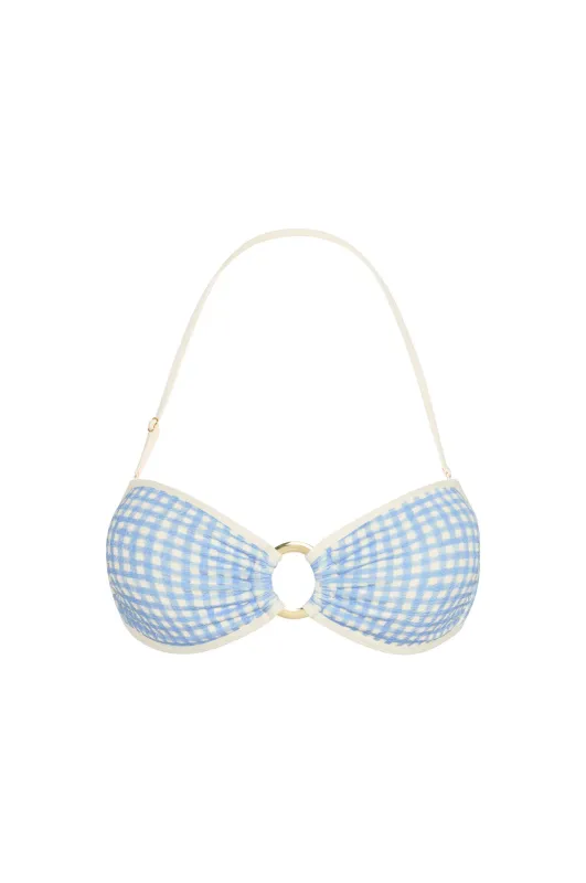 Costa Rica Top Colorblock - Sky Gingham made by Monday Swimwear