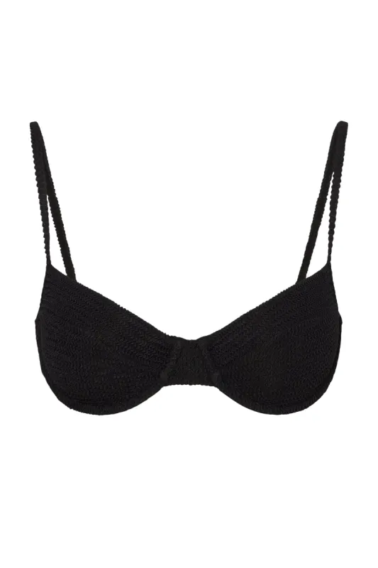 Maui Top - Black Crinkle sold by Monday Swimwear