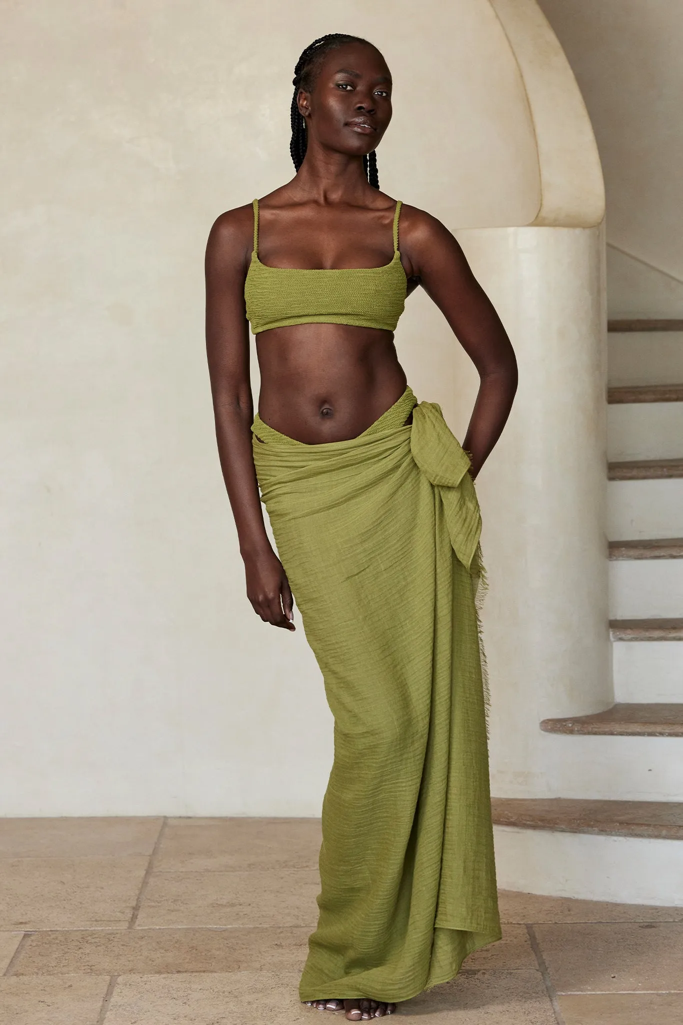 Bahamas Top - Vivid Moss Crinkle sold by Monday Swimwear product image thumbnail 5