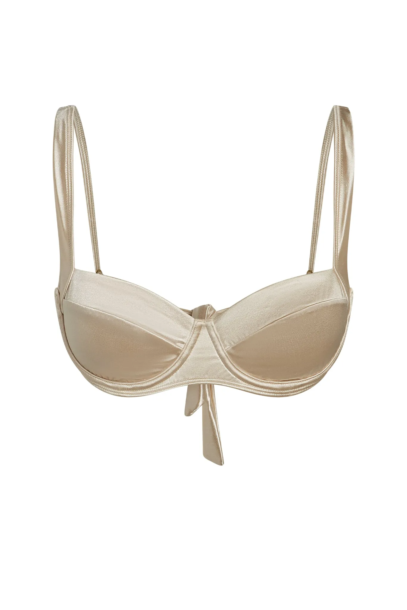 Sorrento Top - Champagne Shiny Jersey sold by Monday Swimwear