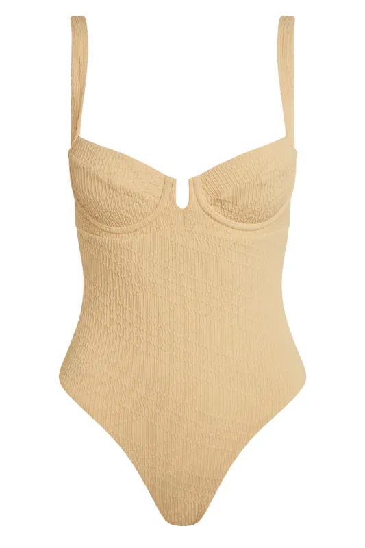 Clovelly One Piece - Raffia Summer Plaid sold by Monday Swimwear