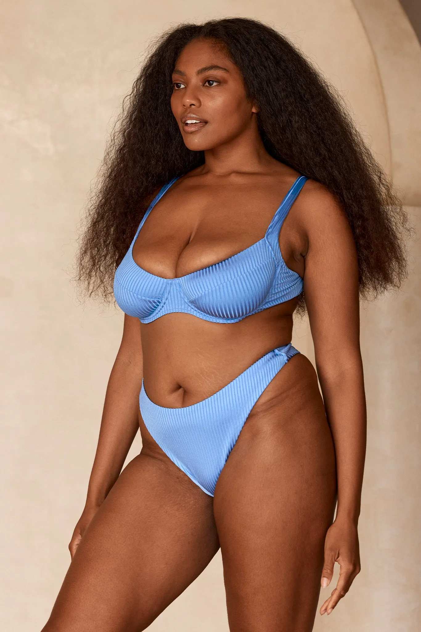 Capri Thong - Dream Blue Wide Rib sold by Monday Swimwear product image thumbnail 5