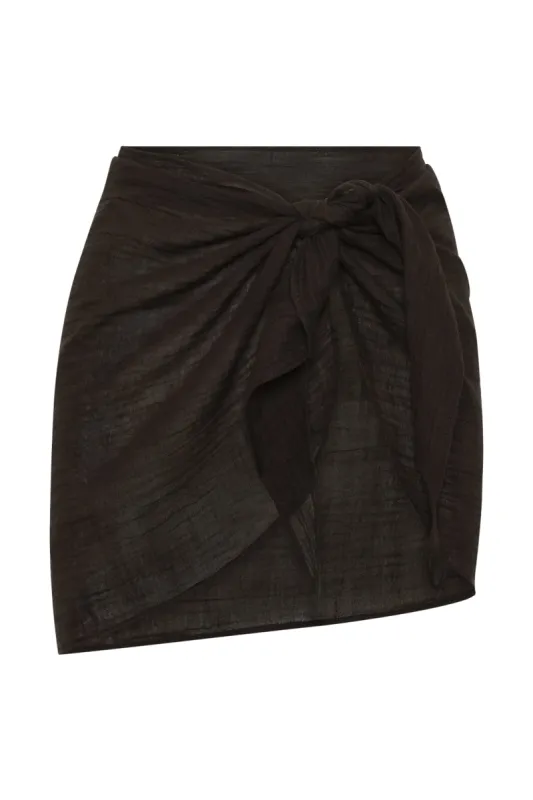 South Beach Sarong - Black Crinkle sold by Monday Swimwear