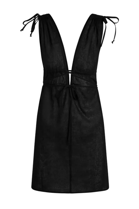 Mallorca Mini Dress - Black sold by Monday Swimwear