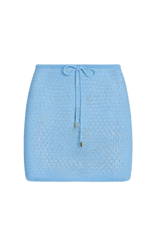 Cartagena Skirt - Ibiza Blue Lace Crochet sold by Monday Swimwear