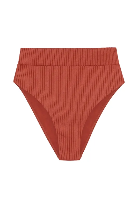 Sorrento Bottom - Copper Wide Rib sold by Monday Swimwear