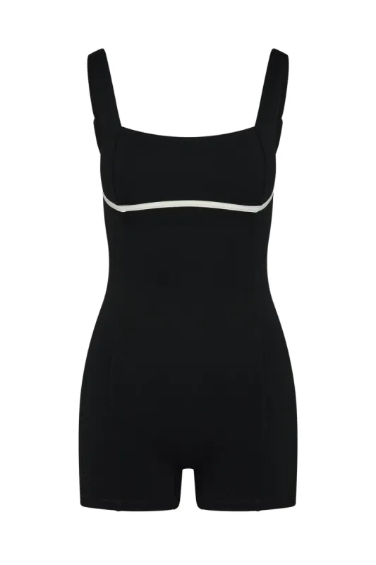 Zion Romper - Black/Ivory sold by Monday Swimwear