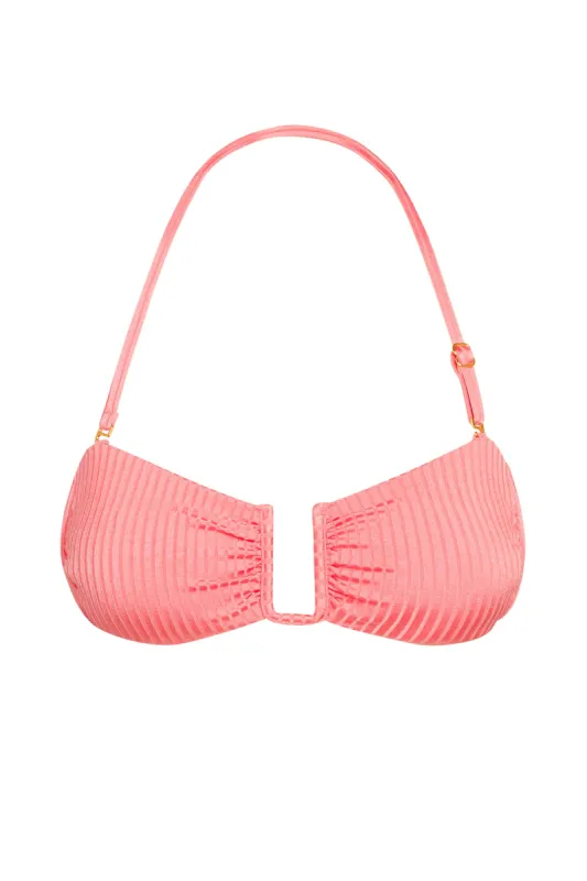 St. Martinique Bandeau - Guava Wide Rib made by Monday Swimwear