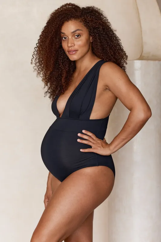 Maternity Aruba One Piece - Black sold by Monday Swimwear