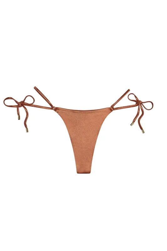 Hanalei Bottom - Bronze Shiny Jersey sold by Monday Swimwear