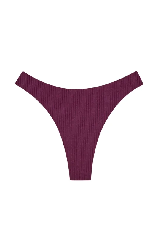 Capri Thong - Eggplant Wide Rib sold by Monday Swimwear
