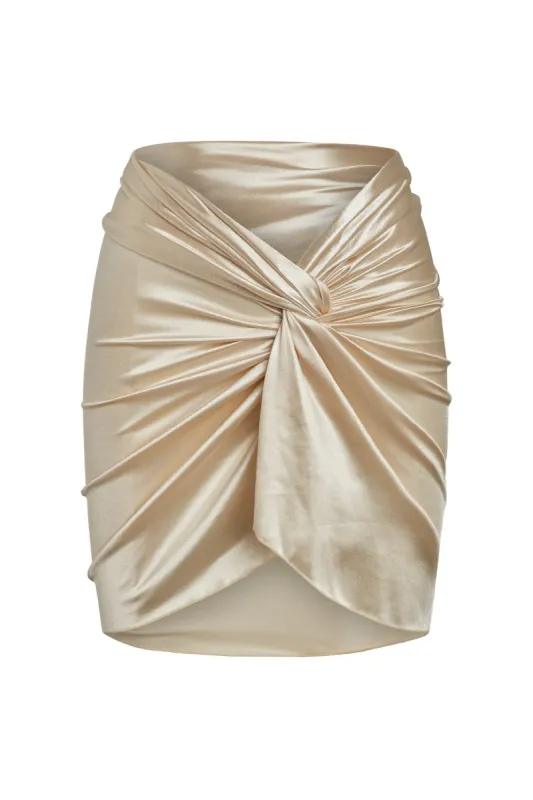 Andros Mini Sarong - Champagne Shiny Jersey sold by Monday Swimwear