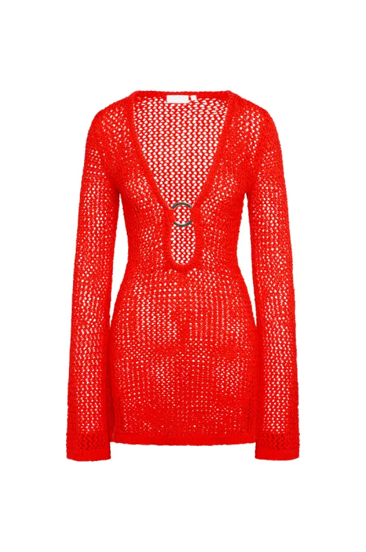 Montego Mini Dress - Chili Pepper Petit Crochet sold by Monday Swimwear