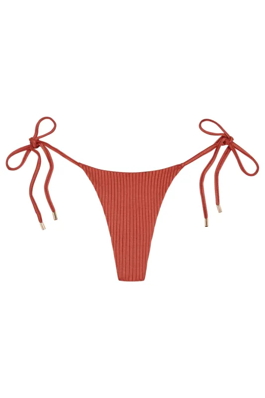 Palma Bottom - Copper Wide Rib sold by Monday Swimwear