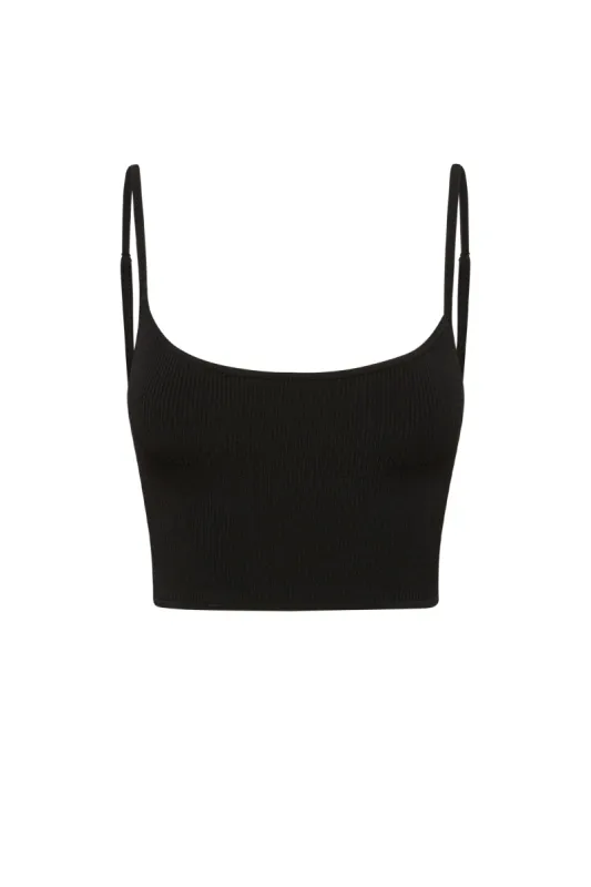 Beverly Hills Knitwear Top - Black Rib sold by Monday Swimwear