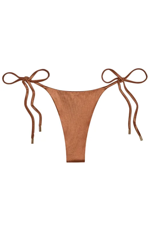 Palma Bottom - Bronze Shiny Jersey sold by Monday Swimwear