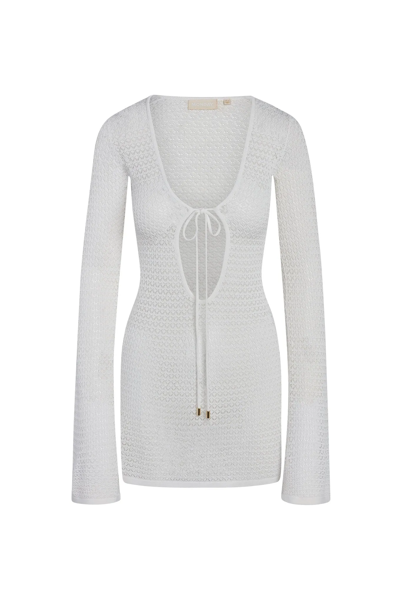 Montego Mini Tie Dress - White Lace Crochet sold by Monday Swimwear