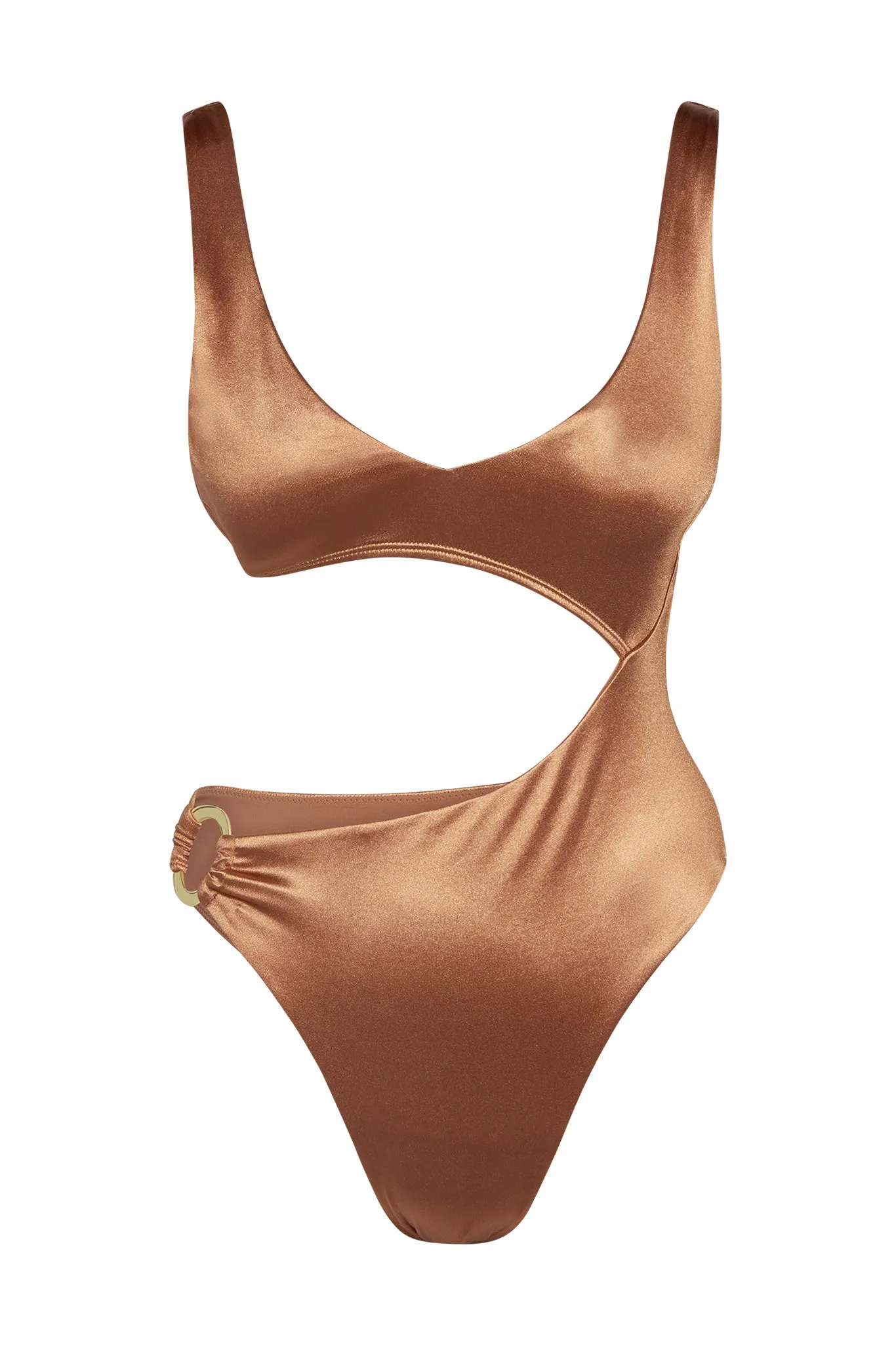 St. Barth's One Piece - Bronze Shiny Jersey sold by Monday Swimwear