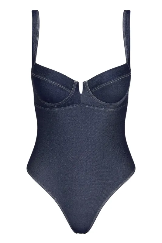 Clovelly One Piece - Blue Denim sold by Monday Swimwear