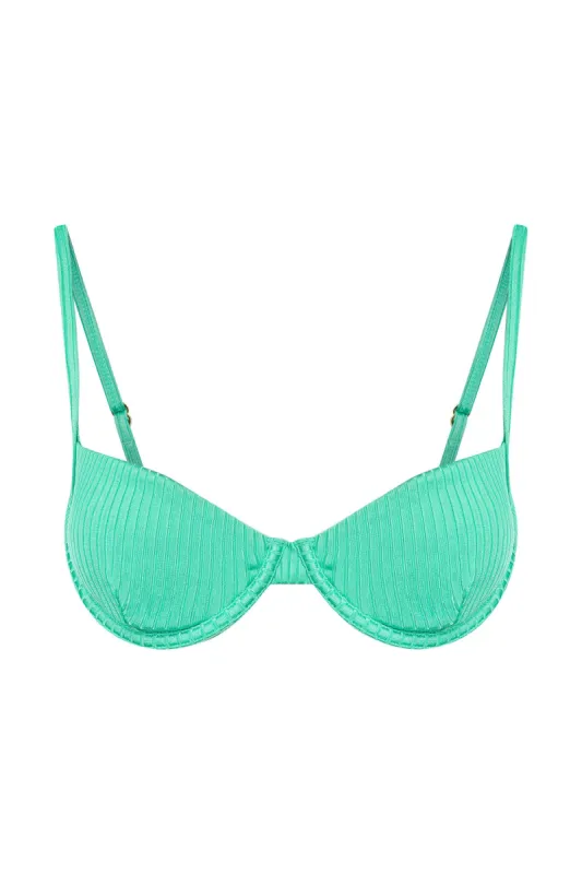 Capri Top - Turquoise Wide Rib sold by Monday Swimwear