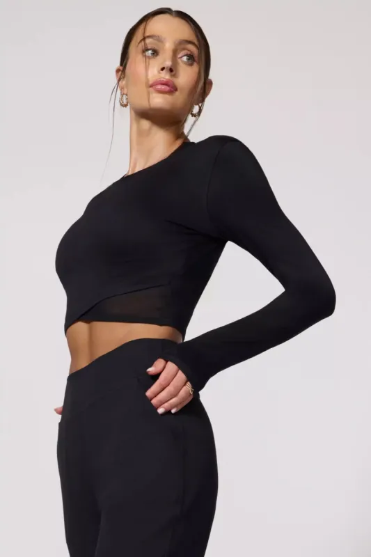 Pace Wrap Long Sleeve Tee - Black sold by MPG