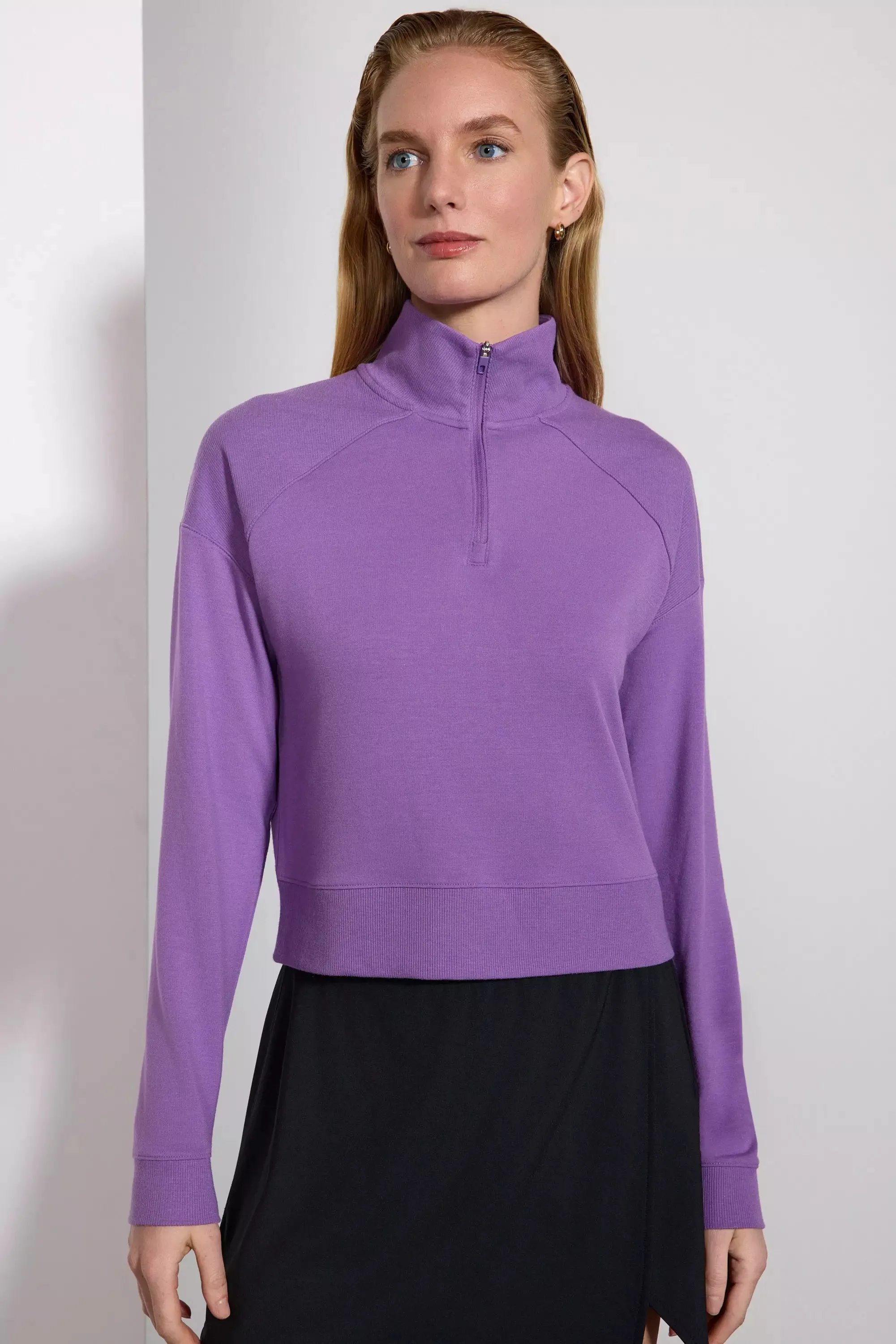 Modal Fleece Relaxed 1/4 Zip - Dewberry sold by MPG product image thumbnail 3