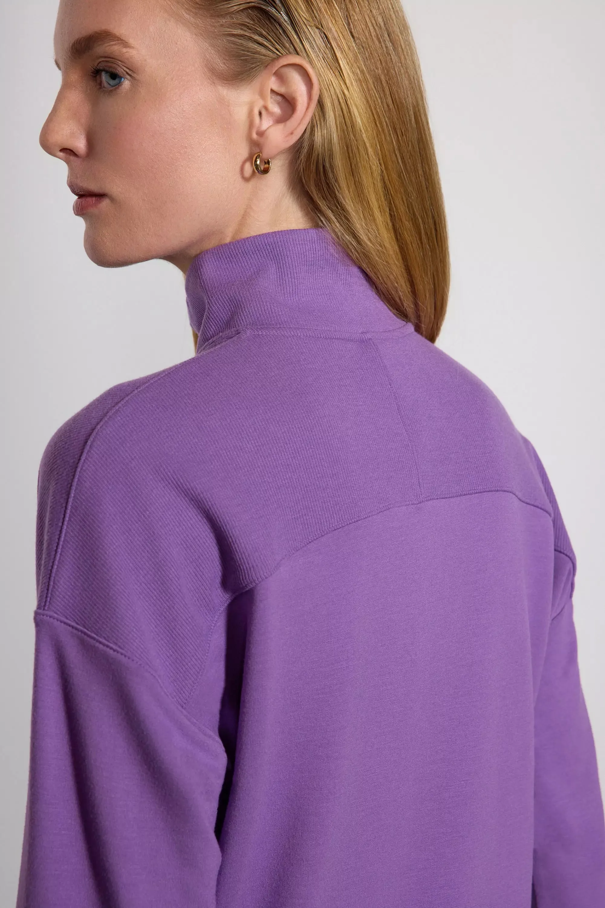 Modal Fleece Relaxed 1/4 Zip - Dewberry sold by MPG product image thumbnail 5