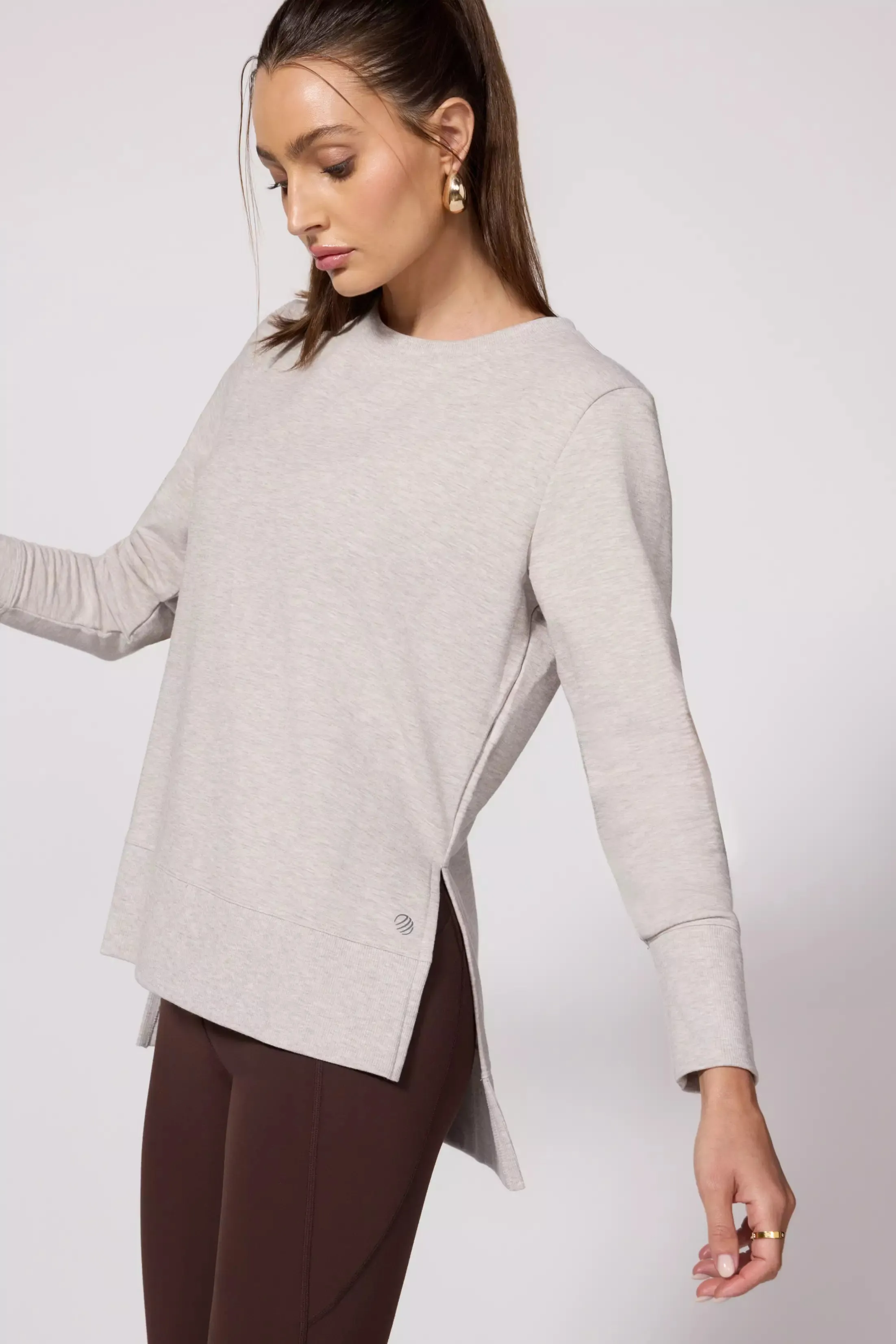 Modal Fleece Side Slit Pullover - Htr Oatmeal sold by MPG product image thumbnail 4