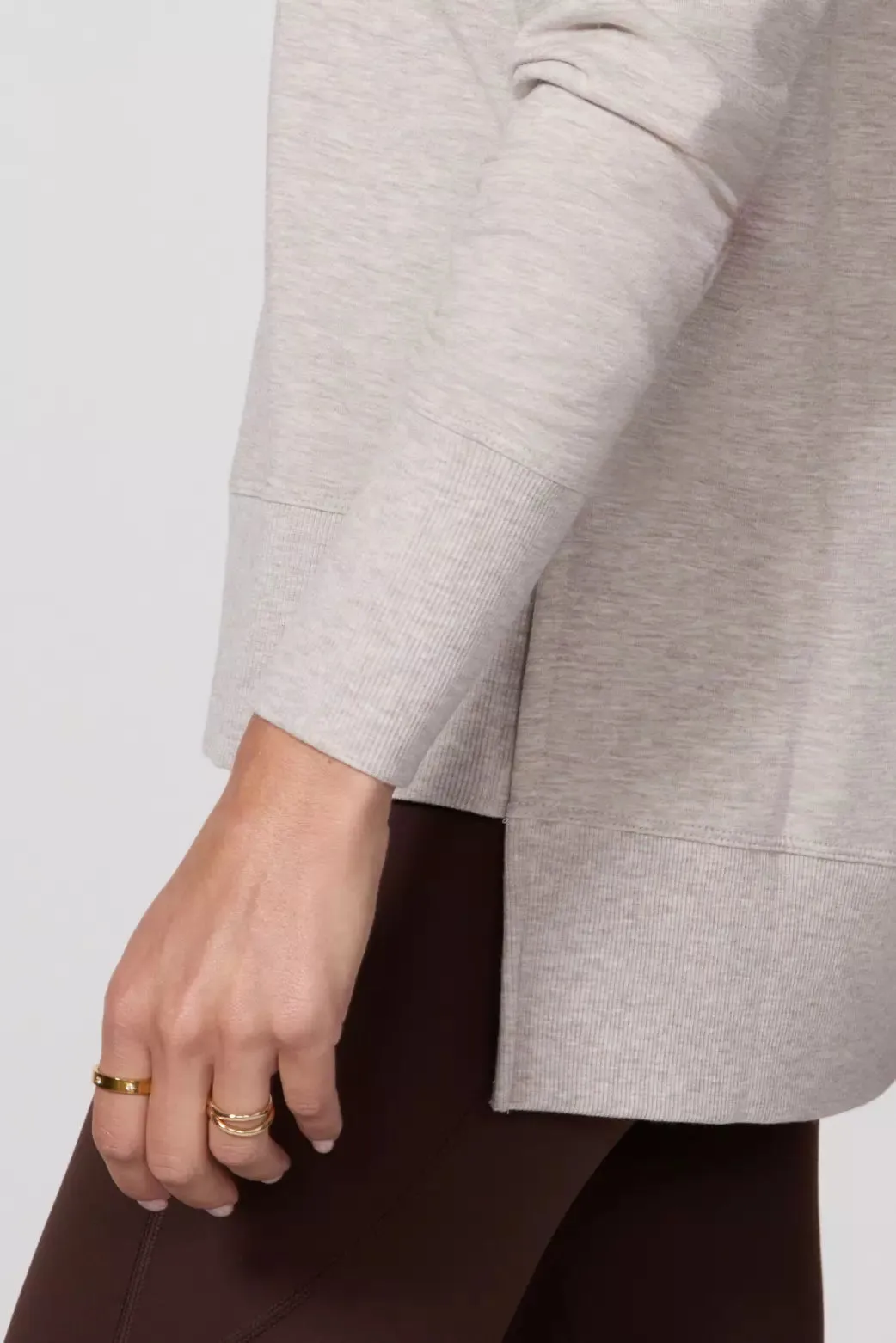 Modal Fleece Side Slit Pullover - Htr Oatmeal sold by MPG product image thumbnail 5