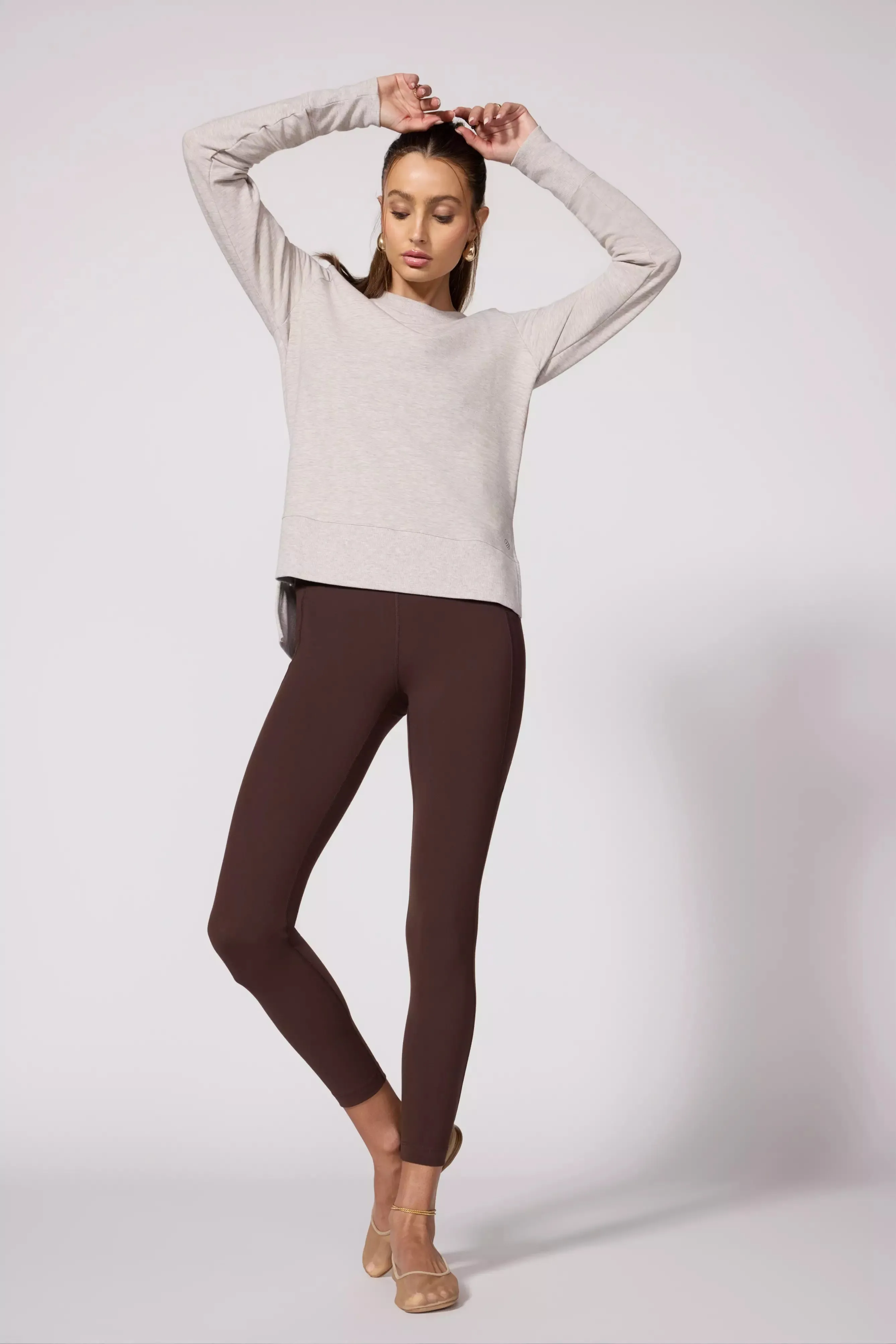 Modal Fleece Side Slit Pullover - Htr Oatmeal sold by MPG