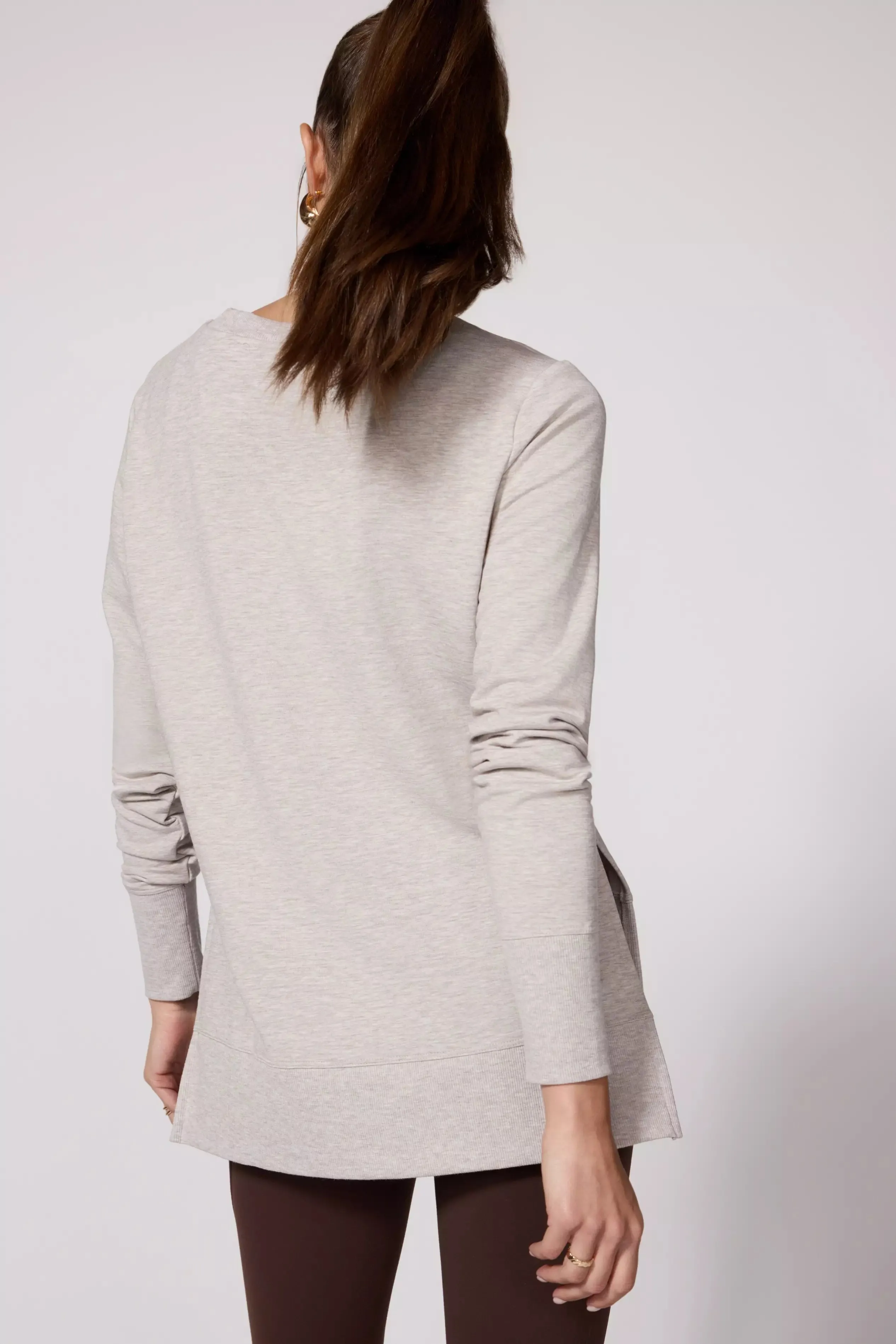Modal Fleece Side Slit Pullover - Htr Oatmeal sold by MPG product image thumbnail 3