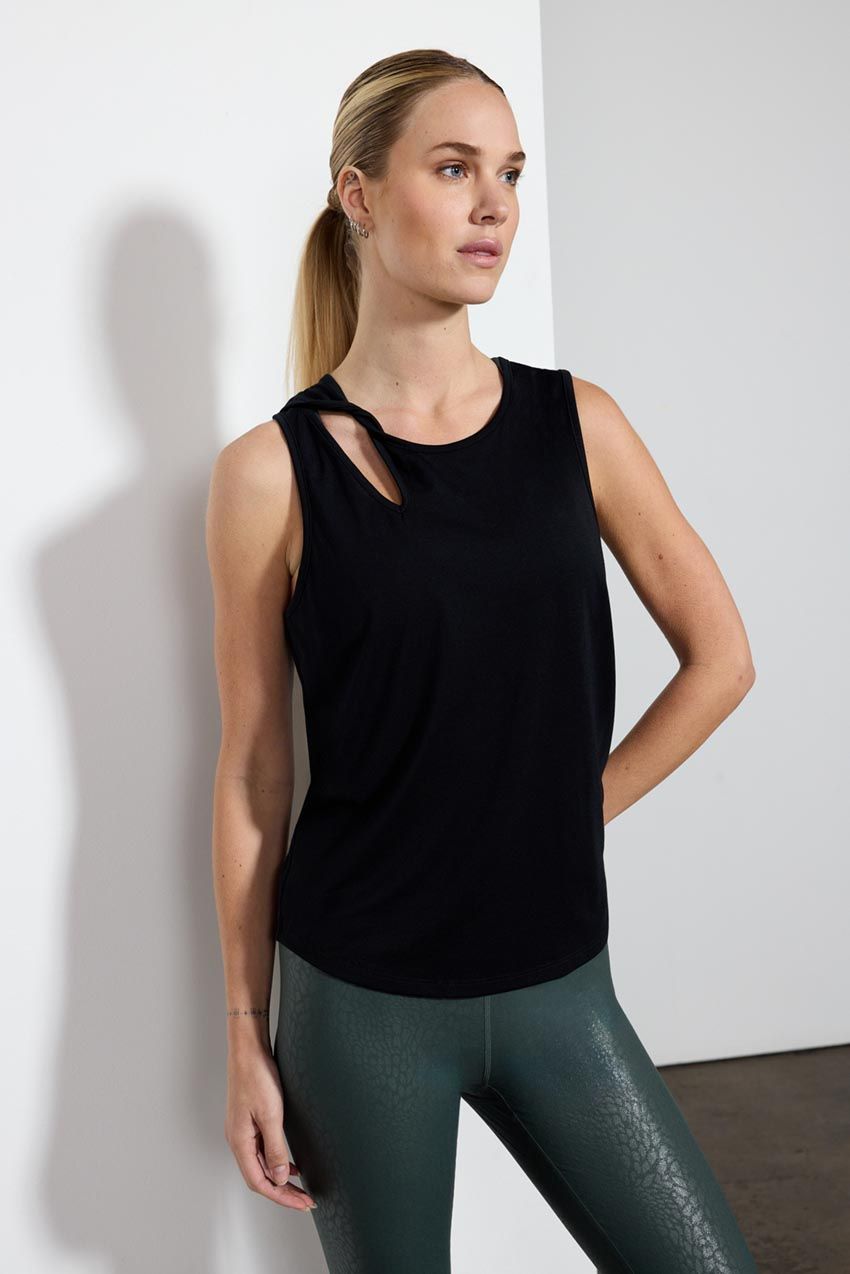 Dynamic Recycled Polyester Twist Keyhole Tank Top sold by MPG