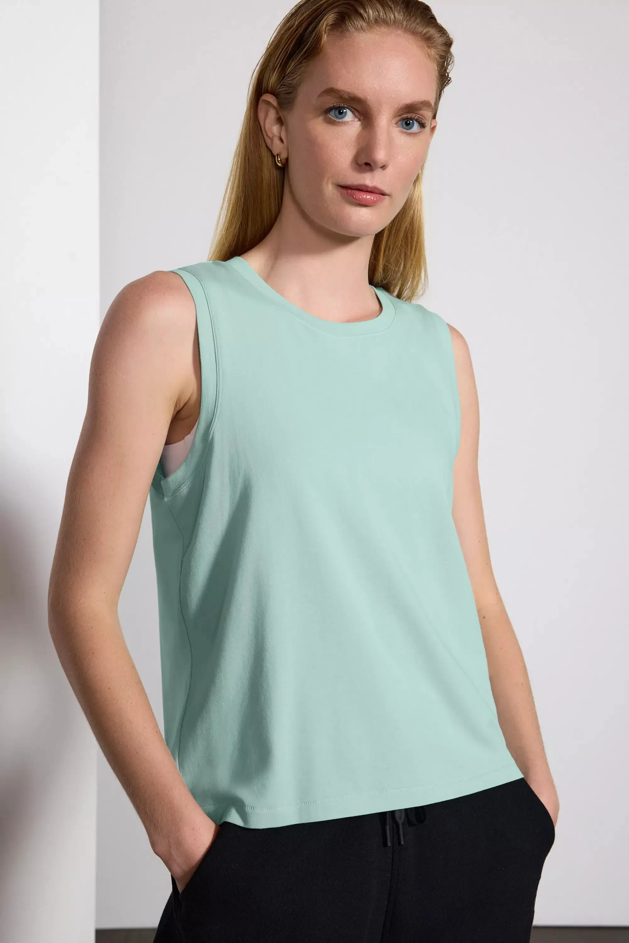 Pima Cotton Boyfriend Tank - Blue Haze sold by MPG