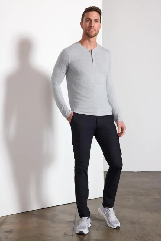 Pima Cotton Long Sleeve Tee With Curved Hem - Htr Concrete sold by MPG