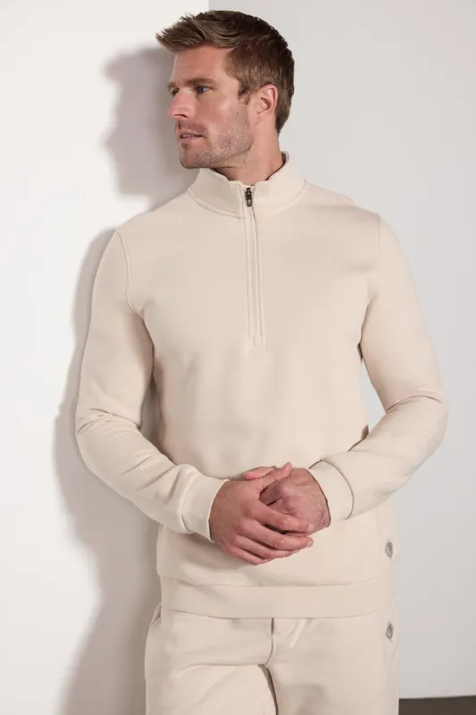 Comfort Men's Fleece 1/4 Zip  - Stone sold by MPG