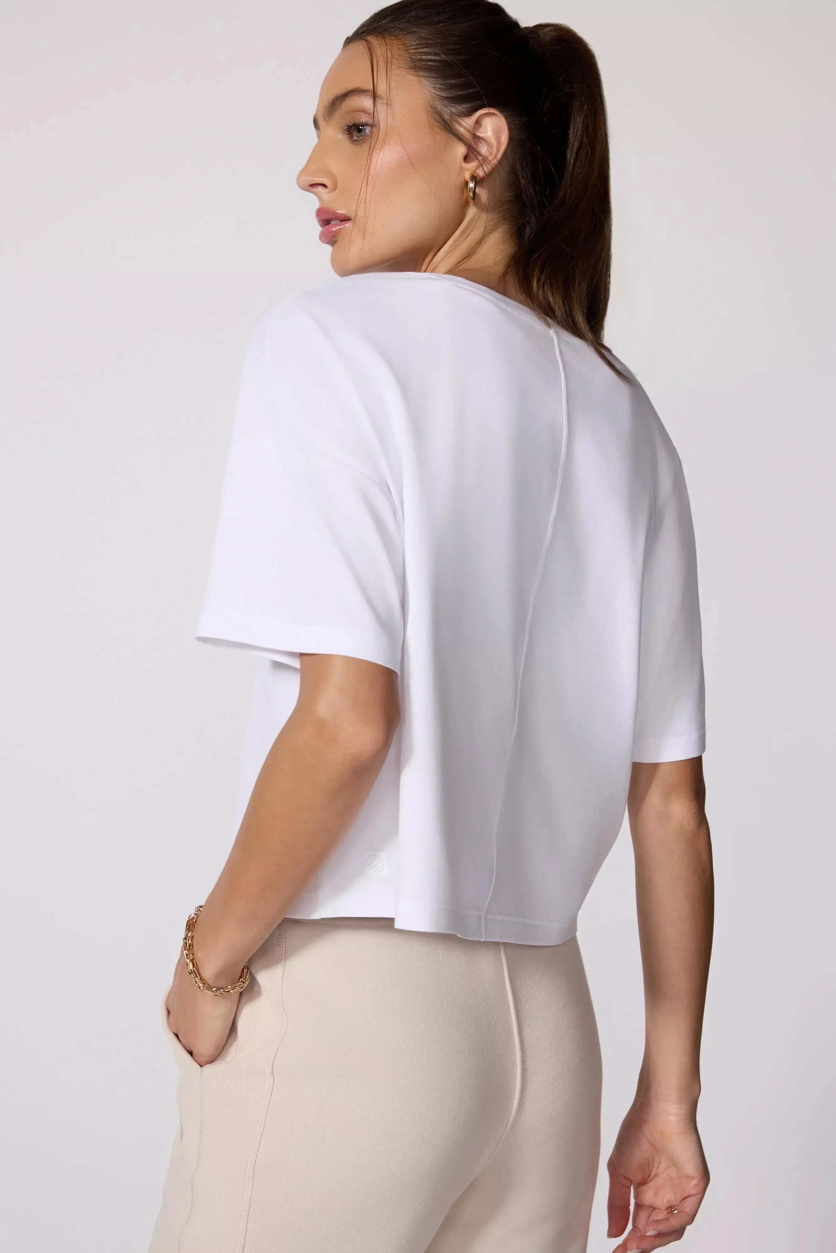 Pima Cotton Cropped Boyfriend T-Shirt sold by MPG product image thumbnail 4