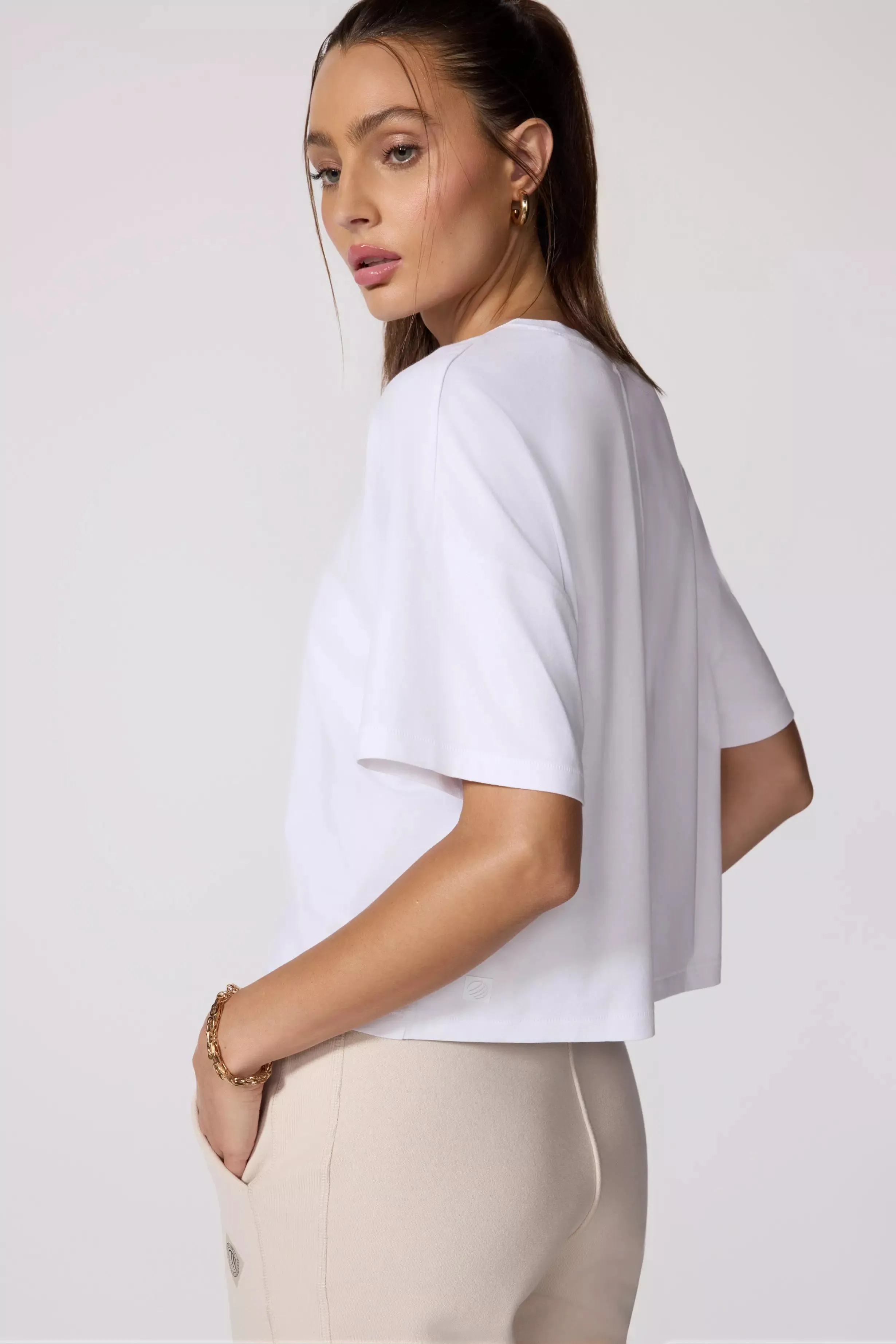 Pima Cotton Cropped Boyfriend T-Shirt sold by MPG product image thumbnail 3