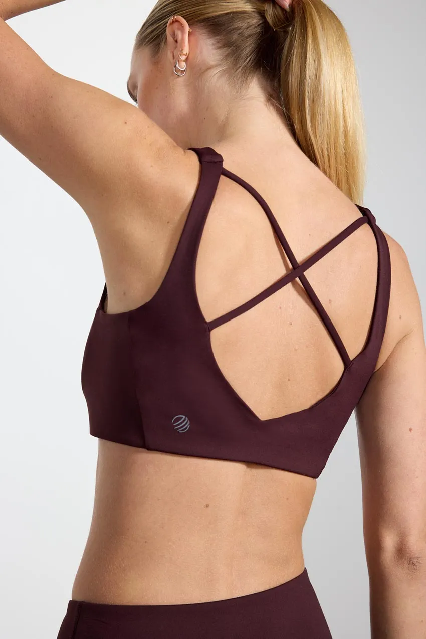 Vital Recycled Nylon Cross Strap Light Support Sports Bra sold by MPG