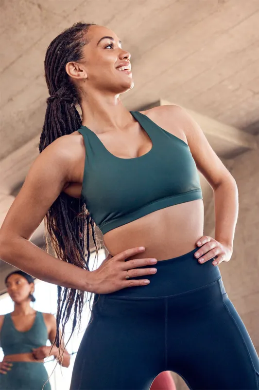 Exert Explore Recycled Racerback Medium Support Sports Bra sold by MPG