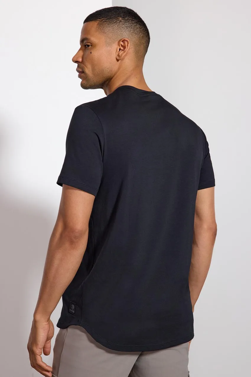 Pima Cotton Henley With Curved Hem - Black sold by MPG product image thumbnail 3