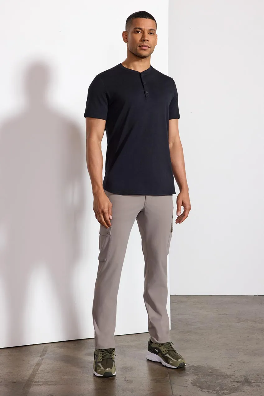 Pima Cotton Henley With Curved Hem - Black sold by MPG product image thumbnail 2