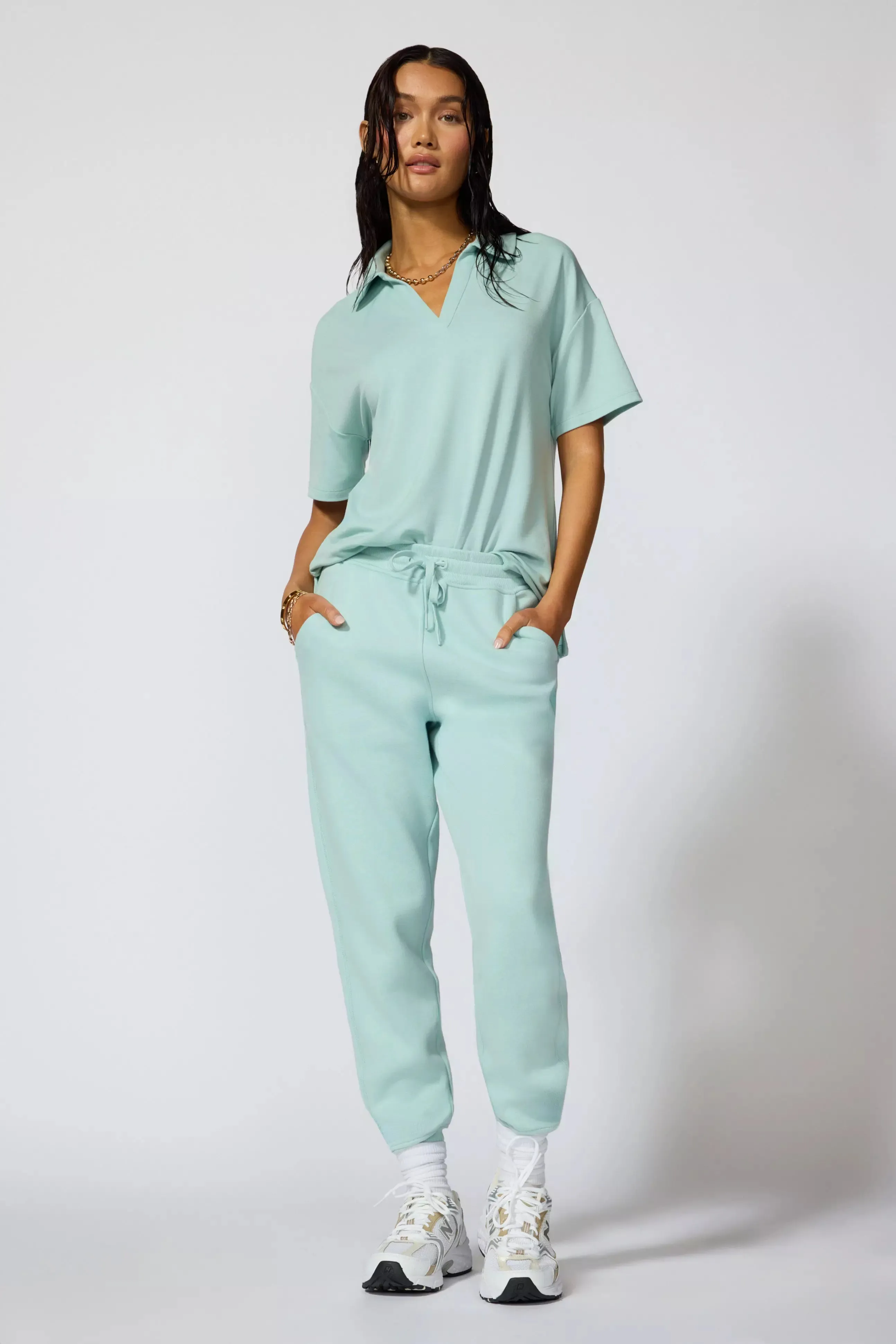 Modal Fleece Relaxed Polo - Blue Haze sold by MPG