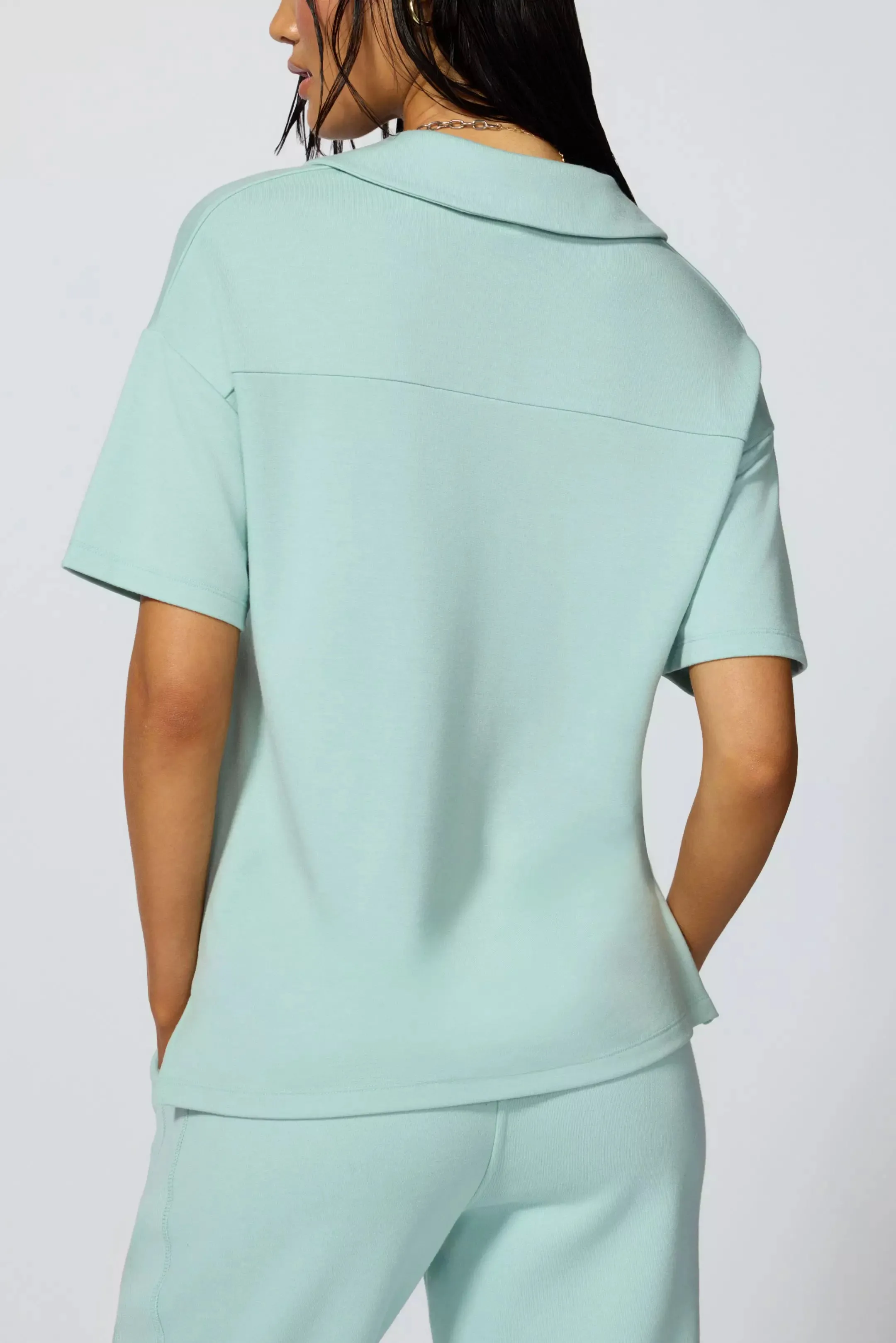 Modal Fleece Relaxed Polo - Blue Haze sold by MPG product image thumbnail 3