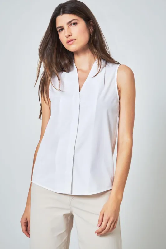 Resource Sleeveless V-Neck Blouse with Pleats sold by MPG