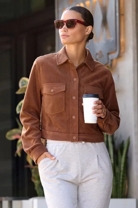 Elevate Fleece Cropped Shirt Jacket sold by MPG