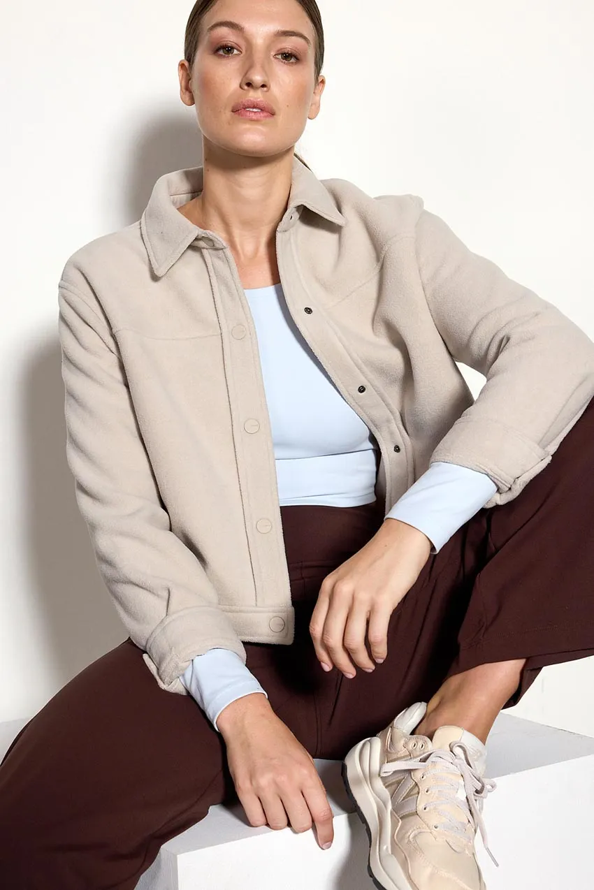 Elevate Recycled Polyester Cropped Shirt Jacket with Welt Pockets sold by MPG